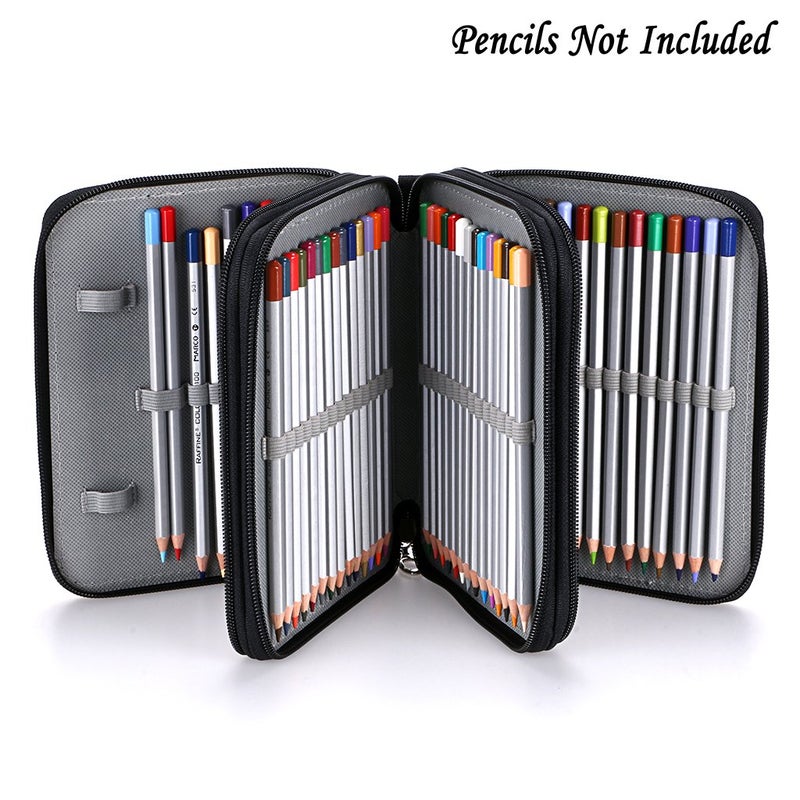 BTSKY Zippered Pencil Case-Canvas 72 Slots Handy Pencil Holders for for Prismacolor Watercolor Pencils, Crayola Colored Pencils, Marco Pencils (Black) - Image 4